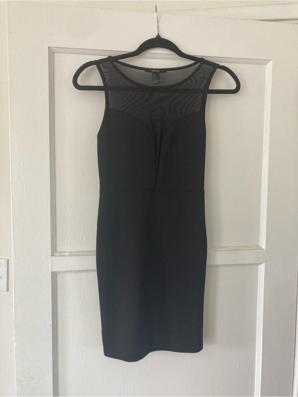 Forever 21 Black Mesh Yoke Bodycon Mini Dress